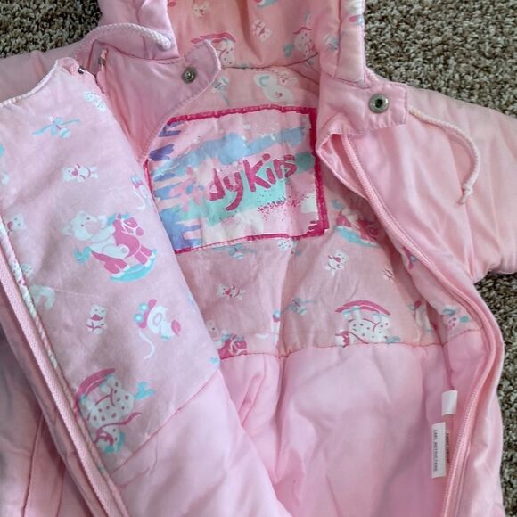Vintage 80s 90s TidyKins Pink Elephant Pink Snowsuit - Picture 15 of 16